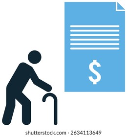 Ícone do fundo de aposentadoria vetor para plano de poupança, segurança de pensão e suporte financeiro futuro. Ideal para aplicativos de planejamento financeiro, ferramentas pessoais de riqueza e visuais de pensão.