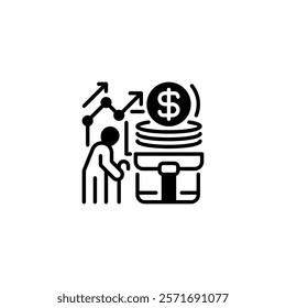 Retirement Fund line icon. Universal creative premium symbol. Vector sign icon logo template. Vector illustration