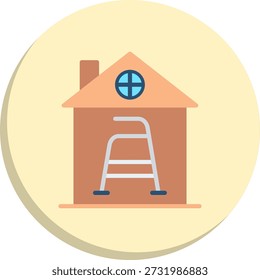 Ícone de estilo de círculo plano da casa de aposentadoria