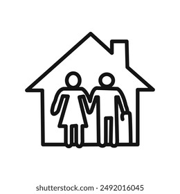 Icono de la casa de retiro conjunto de gráficos lineales Vector