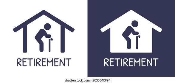 Retirement Home Icon Vector Illustration. Elderly Care Symbol.