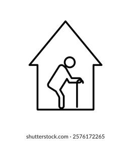 Retirement home icon vector outline logo sign
