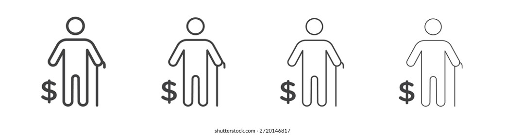 ícone de aposentadoria conceito Pictograma Linear. Ilustração de elemento simples.