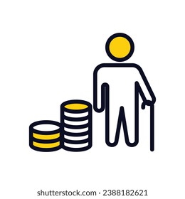 Retirement icon isolate white background vector stock illustration.