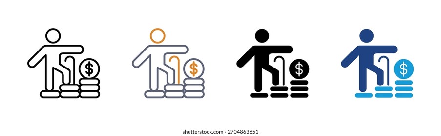 Conjunto de iconos de jubilación colección de estilo múltiple