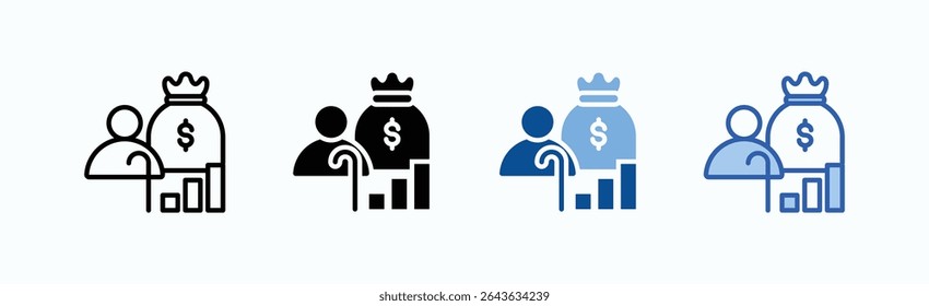 Retirement icon sheet multiple style collection isolated vector