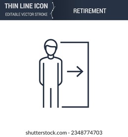 Retirement Icon - Thin Line Business Symbol. Perfect for Web Design. High-Quality Outline Vector Concept. Premium, Minimalist, Elegant Logo.