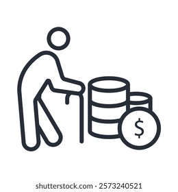 retirement icon. vector.Editable stroke.linear style sign for use web design,logo.Symbol illustration.