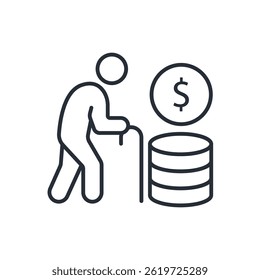 retirement icon. vector.Editable stroke.linear style sign for use web design,logo.Symbol illustration.