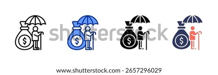 Retirement Insurance icon sheet multiple style collection