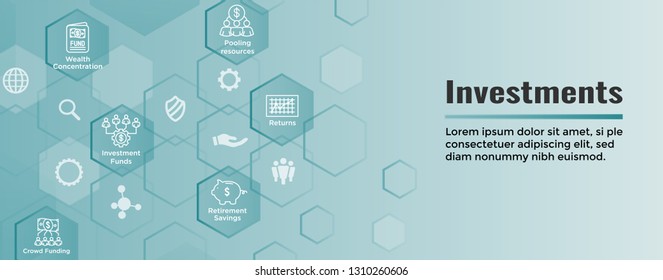 Retirement Investments / Dividend Income, Mutual Fund, IRA Icon set Web Header Banner