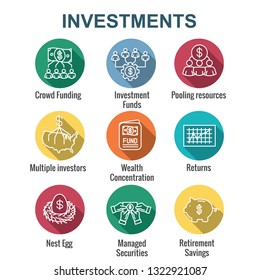 Retirement Investments / Dividend Income, Mutual Fund Icon set