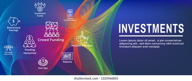 Retirement Investments / Dividend Income, Mutual Fund, IRA Icon set Web Header Banner
