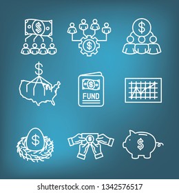 Retirement Investments / Dividend Income, Mutual Fund, IRA Icon set