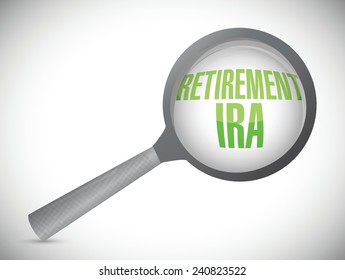 retirement ira magnify glass review illustration design over a white background