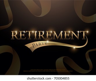 Retirement Party Elegant logo design with golden ribbon decorated , Retirement Party logotype template for logo, banner, template, vector illustrator - Shutterstock ID 705004855