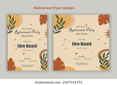 Retirement party flyer design, social media design template, old, elder, cool, peace, chill, illustration, funny, vintage, century, fashion, grand father, experience, retirement party, event, doodle,