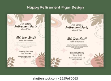 Retirement party invitation  flyer design template