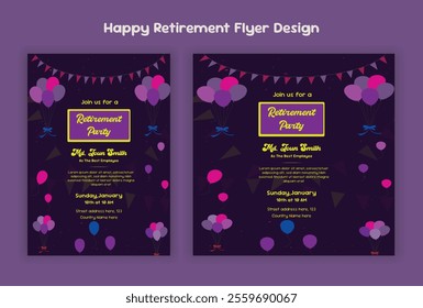 Retirement party invitation  flyer design template