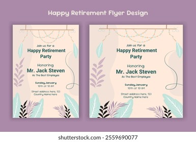 Retirement party invitation  flyer design template