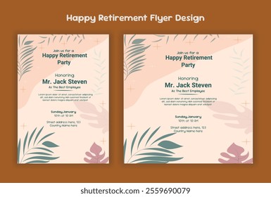 Retirement party invitation  flyer design template