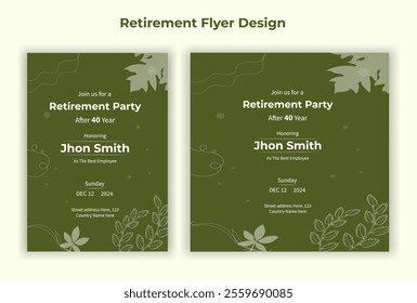 Retirement party invitation  flyer design template