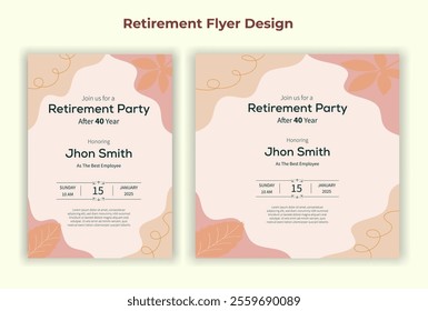 Retirement party invitation  flyer design template