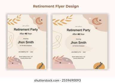 Retirement party invitation  flyer design template