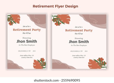 Retirement party invitation  flyer design template