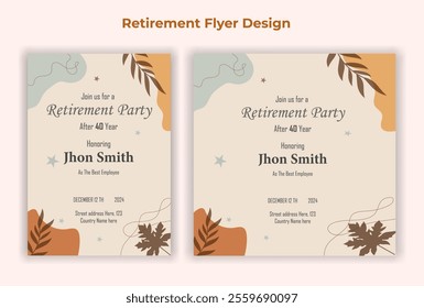 Retirement party invitation  flyer design template