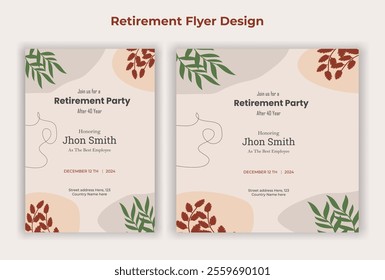 Retirement party invitation  flyer design template