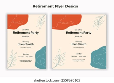 Retirement party invitation  flyer design template