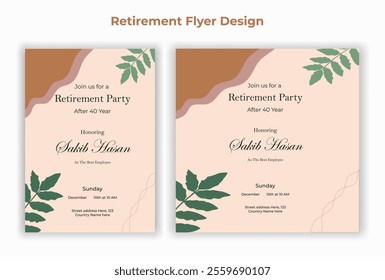 Retirement party invitation  flyer design template