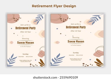 Retirement party invitation  flyer design template