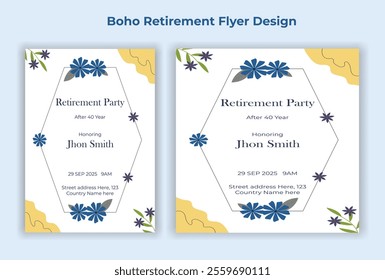 Retirement party invitation  flyer design template