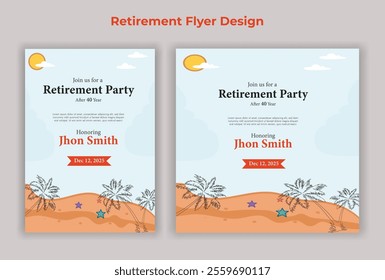 Retirement party invitation  flyer design template