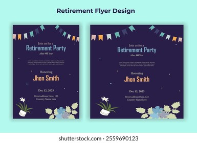 Retirement party invitation  flyer design template