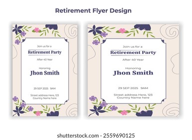 Retirement party invitation  flyer design template