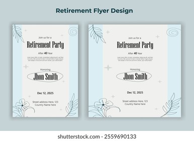 Retirement party invitation  flyer design template