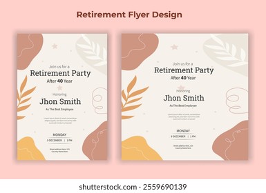 Retirement party invitation  flyer design template