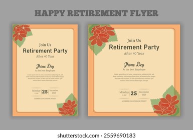 Retirement party invitation  flyer design template