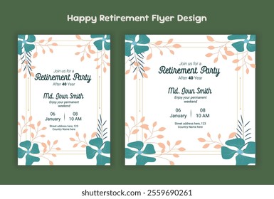 Retirement party invitation  flyer design template