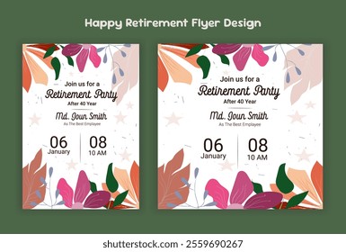 Retirement party invitation  flyer design template