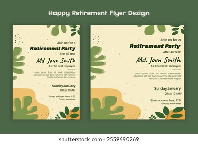 Retirement party invitation  flyer design template