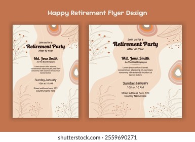 Retirement party invitation  flyer design template