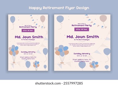 Retirement Party Invitation Layout, square banner, and a4 poster, business, banner, Retirement flyer template. Happy retirement party, background, abstract, vector, business, banner, paper, frame,