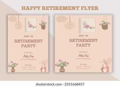 Retirement party invitation, square banner, instagram story and a4 poster, vector illustration eps 10 banner, vector, pension, savings, plan, brochure, fund, magazine, traditional, old, elder citizen