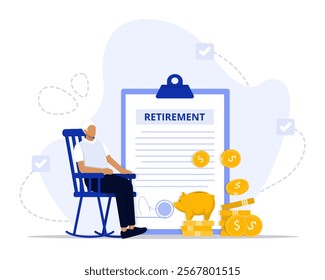 Retirement plan concept illustration. Suitable for landing page, ui, web, App intro card, editorial, flyer, and banner.