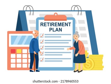 Retirement plan concept vector illustration. Pension financial planning in flat design on white background.