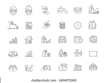 Retirement plan icon set. financial management related icon set.